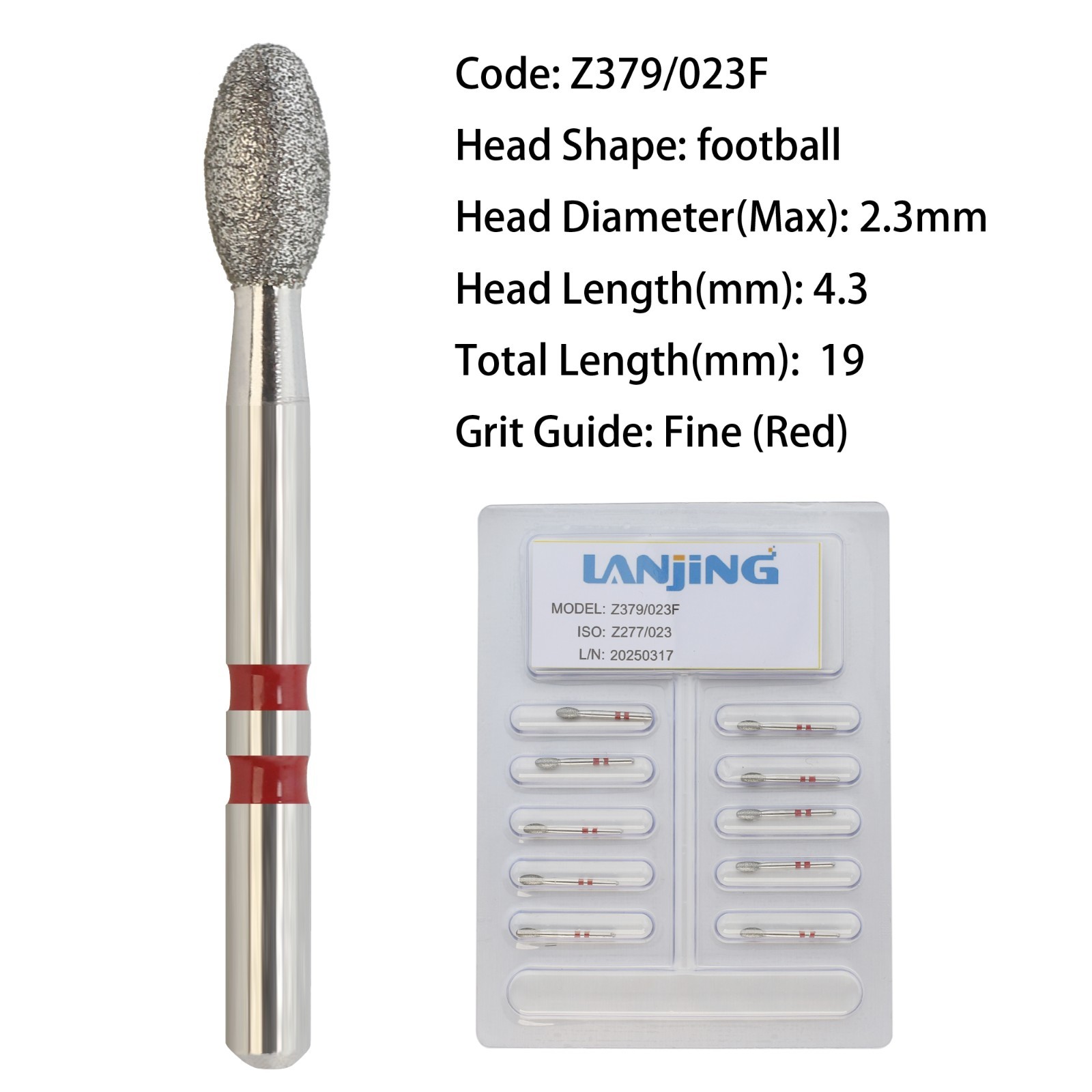 Zirconia Adjustment Diamond Burs Dental FG Egg Football High Speed Friction Grip