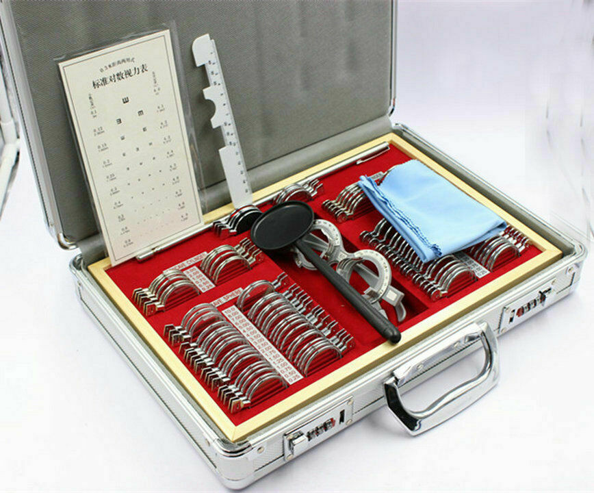 Optical Trial Lens Set Metal Rim Optometry Kit 104PCS w/ Free Accessories + Case