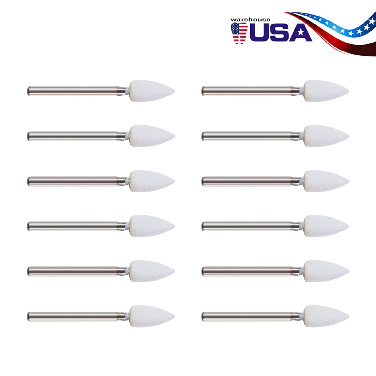 1-5Box Dental Flame White Stone Polishing FG Burs FL2 Abrasion Point Bur