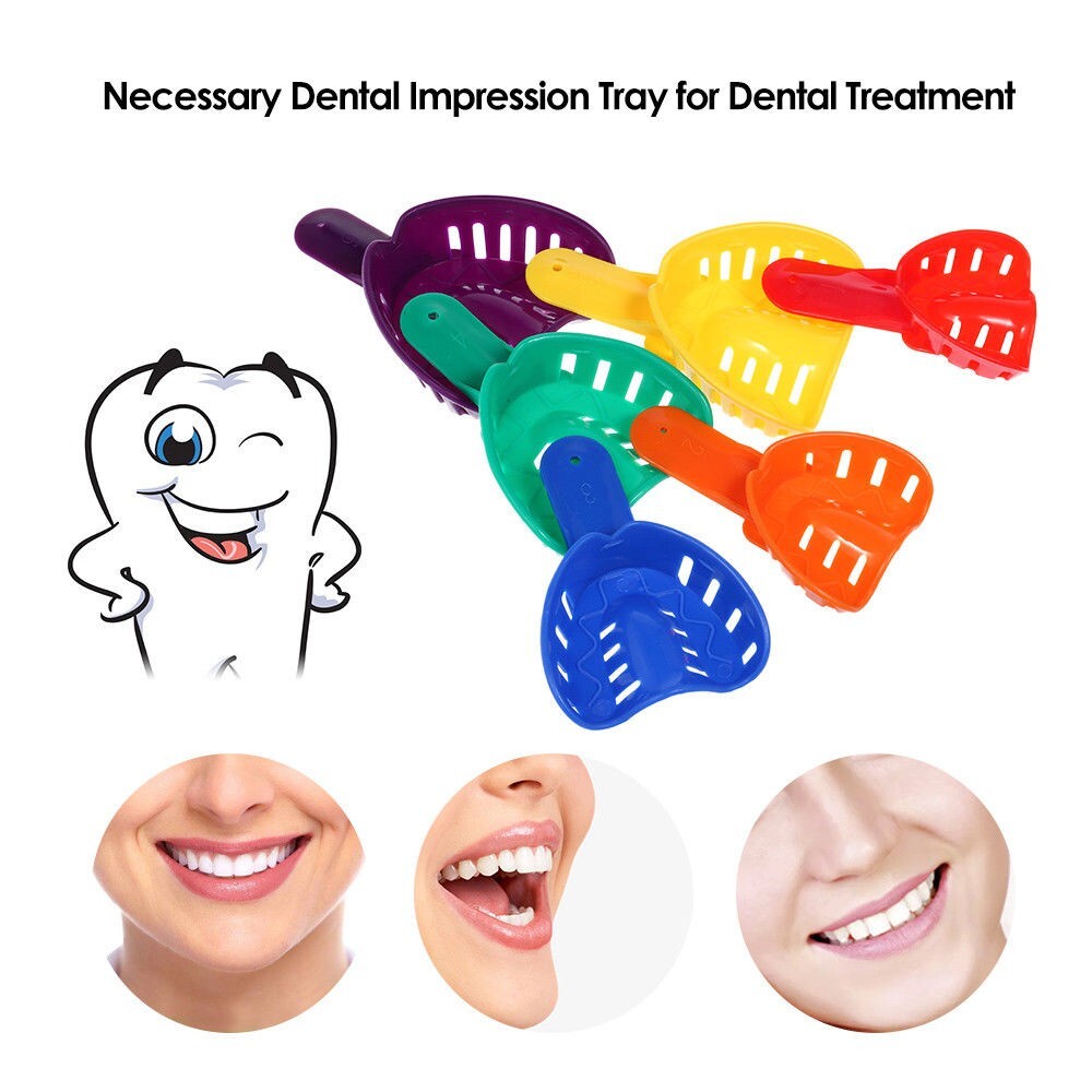 24 Pcs/2 sets Dental Impression Autoclavable Tray Plastic 6 Sizes Adult/Child
