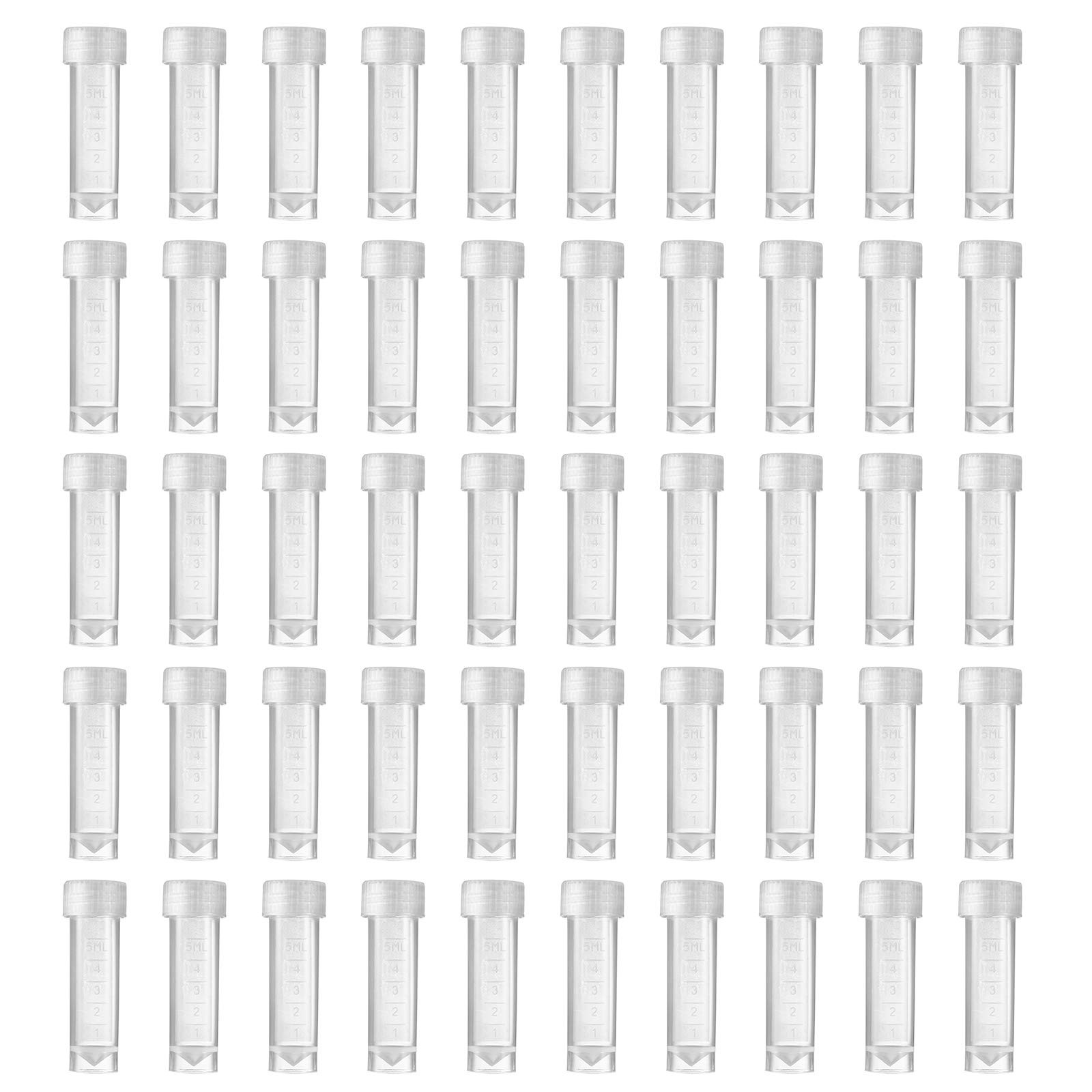 50 Pieces 5 ml Plastic Sample Bottle Vial Storage Container for Laboratory Lab