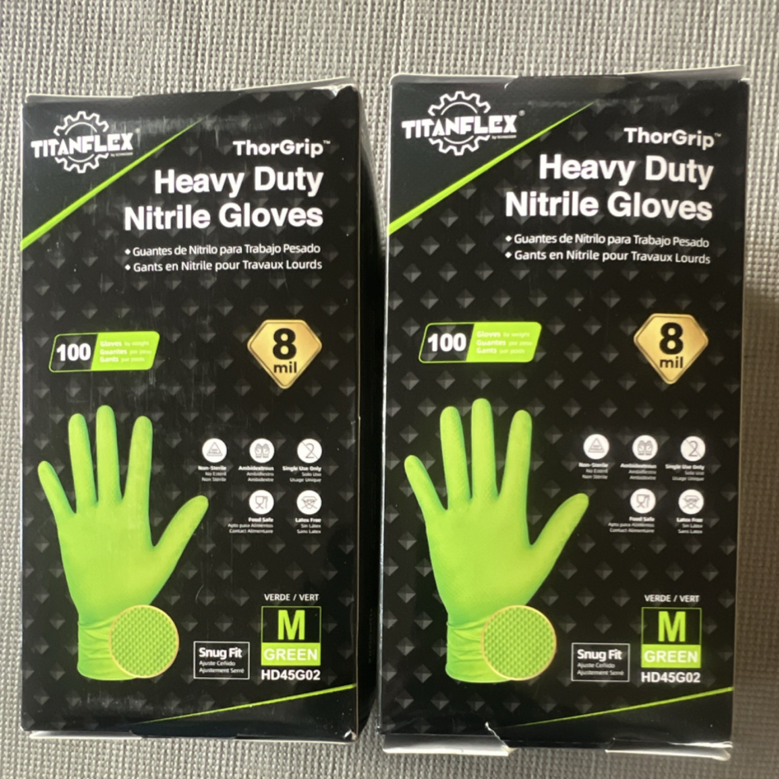 TitanFlex ThorGrip Heavy Duty Nitrile Gloves Powder-Free Medium Green 100ct