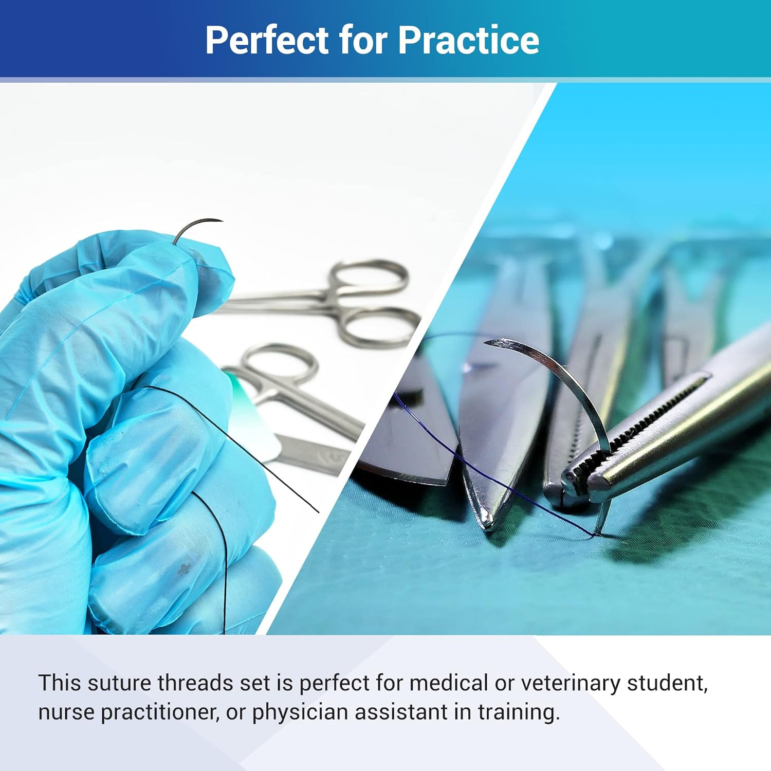 Sterile Sutures Thread & Needle with Tools Kit, First Aid Field Emergency Suppli