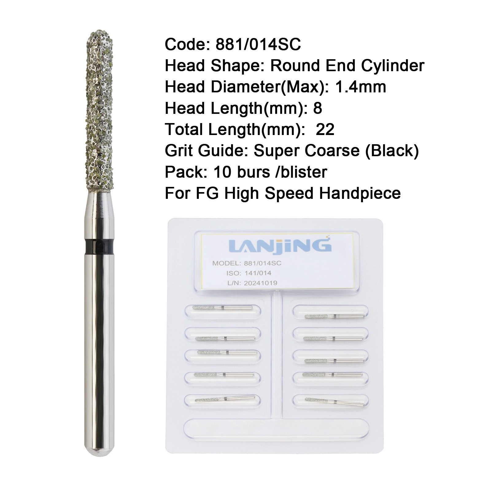 Dental Diamond Burs Football Egg Round Ball Taper Flame Burr FG High Speed Bur