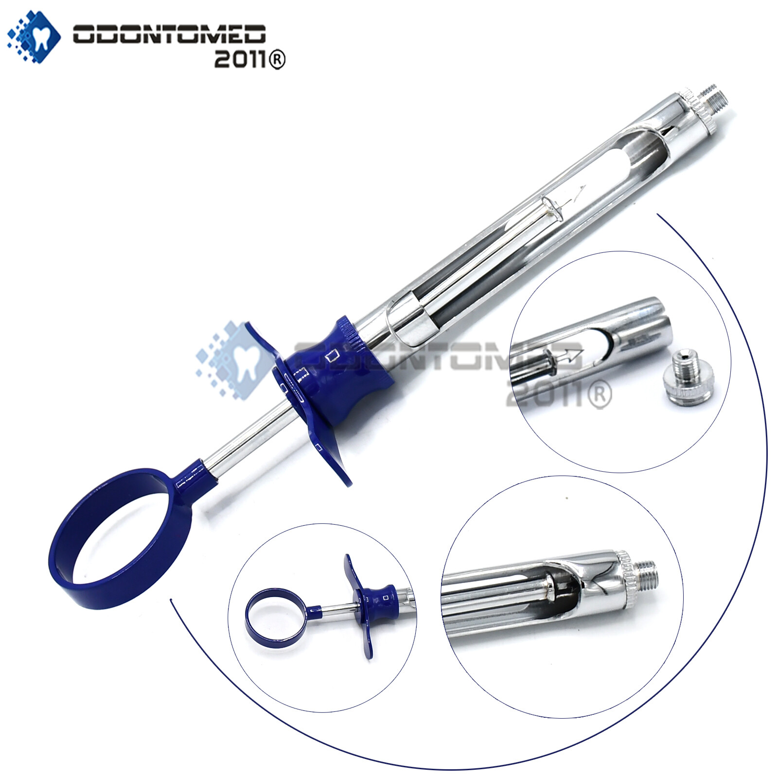 ODM Aspirating Syringe CW Type 1.8ML Blue Color Handle Dental Instruments