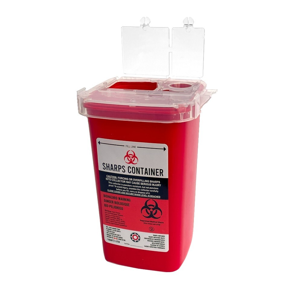 2 SHARPS CONTAINER 1 Quart Needle Disposal Sharp Liter Qt Phlebotomy Tattoo