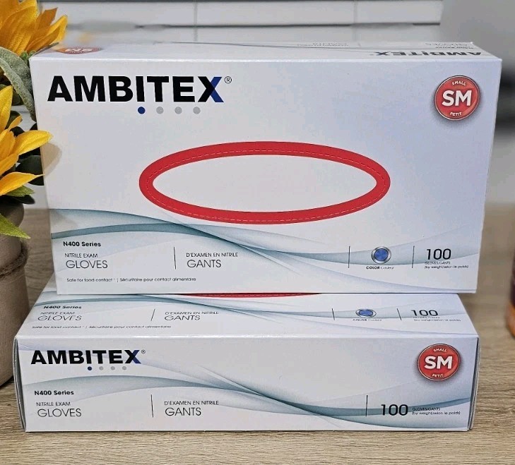 2-Pack Ambitex NSM400 Series Powder Free Blue Nitrile Gloves 100 Pieces Sz Small