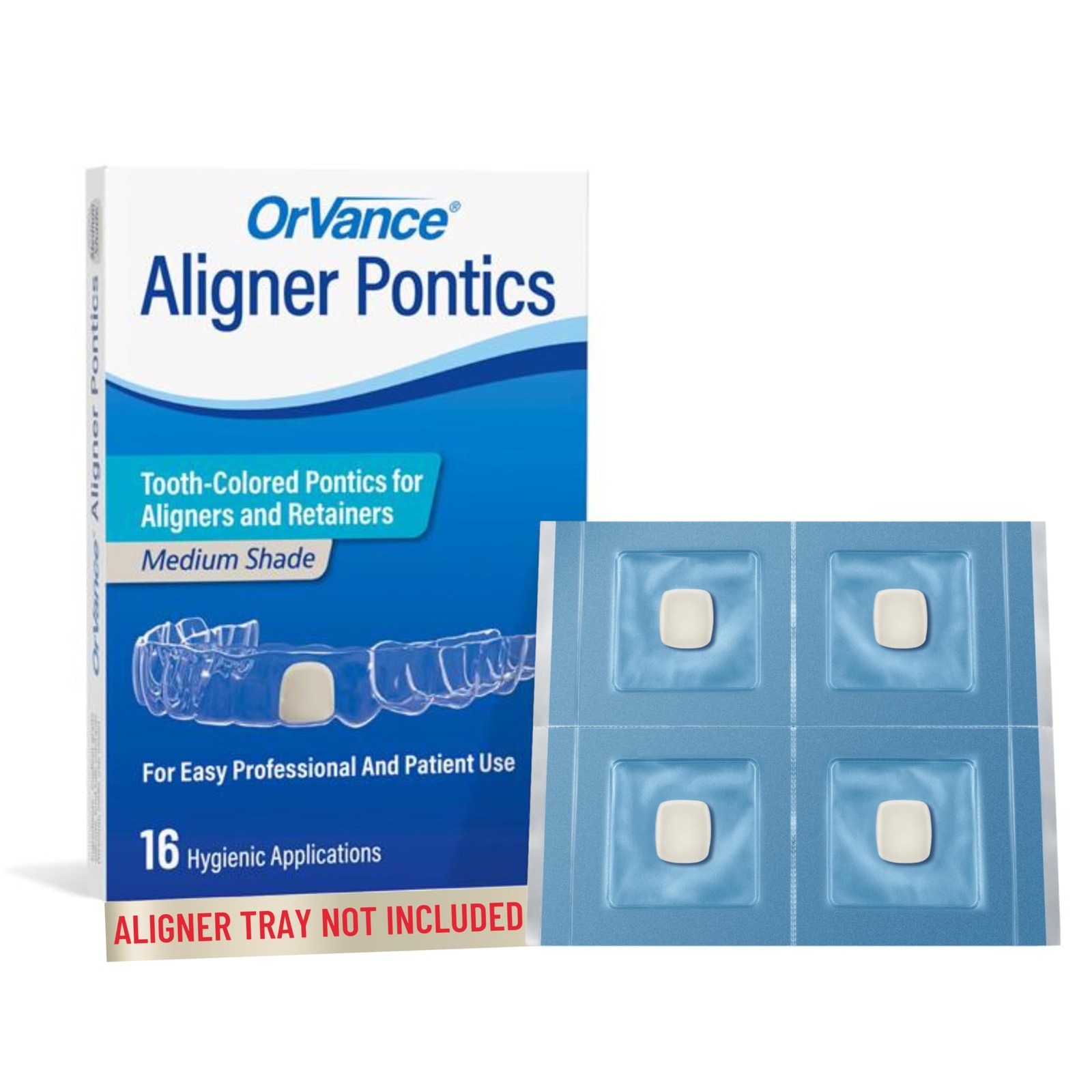 Aligner Pontics – (Medium) Shade (32 Count) | Temporary Tooth Replacement