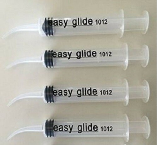 4 -PACK OF Disposable dental irrigation syringe with curved tip- 12CC