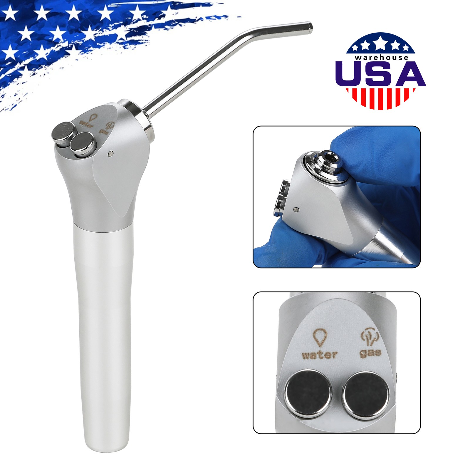 Dental Air Water Spray Triple Syringe Solid Alloy /Plastic Nozzles/Tips/Tubes US
