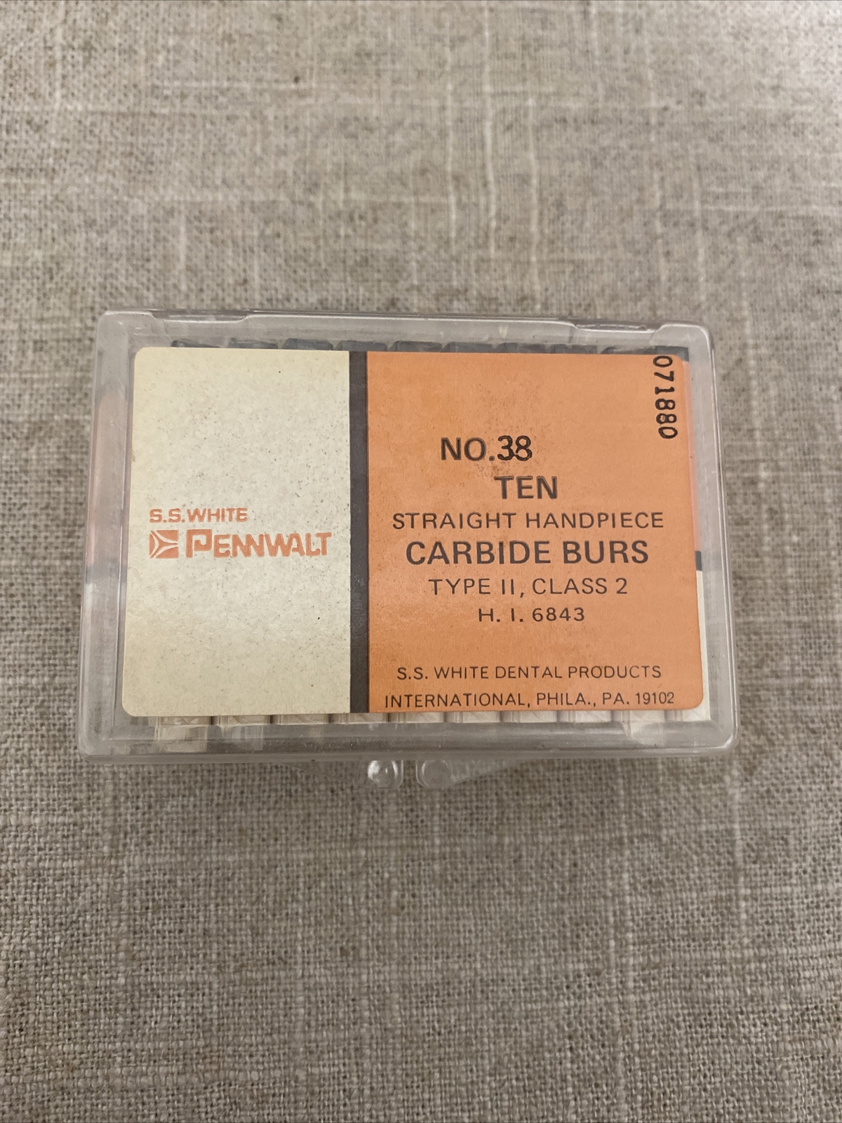 SS White No. 38 10 Straight Handpiece Carbide Burs Type II Class 2