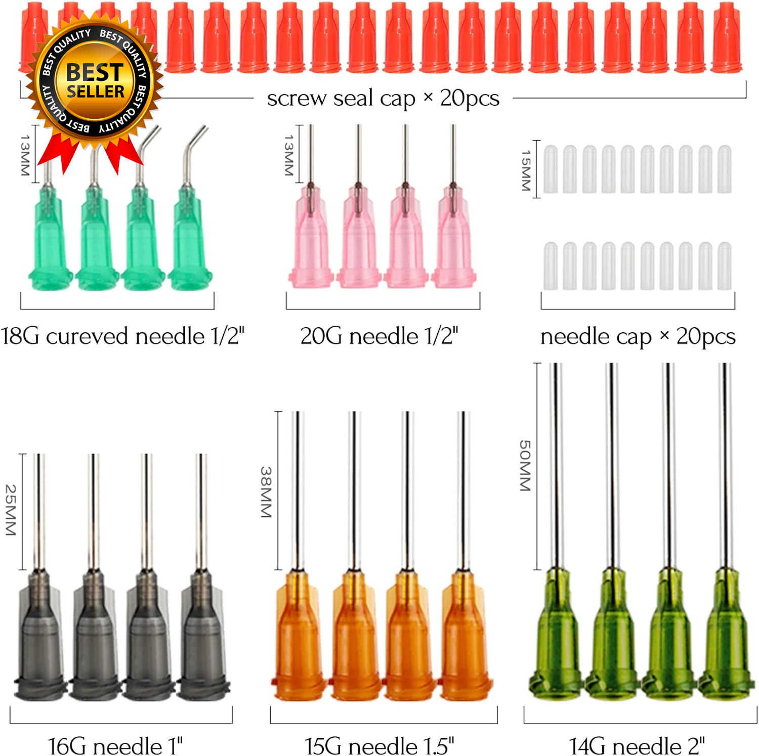 Glue Applicator Syringe with Blunt Tip and Cap for Liquid