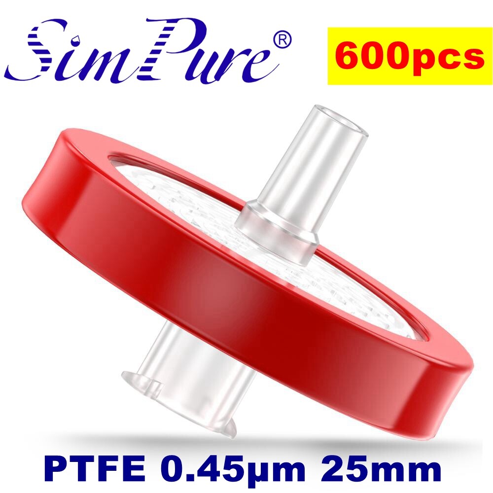 600x PTFE Membrane Syringe Filter 0.45 m Pore Size 25mm Hydrophobic Non-sterile
