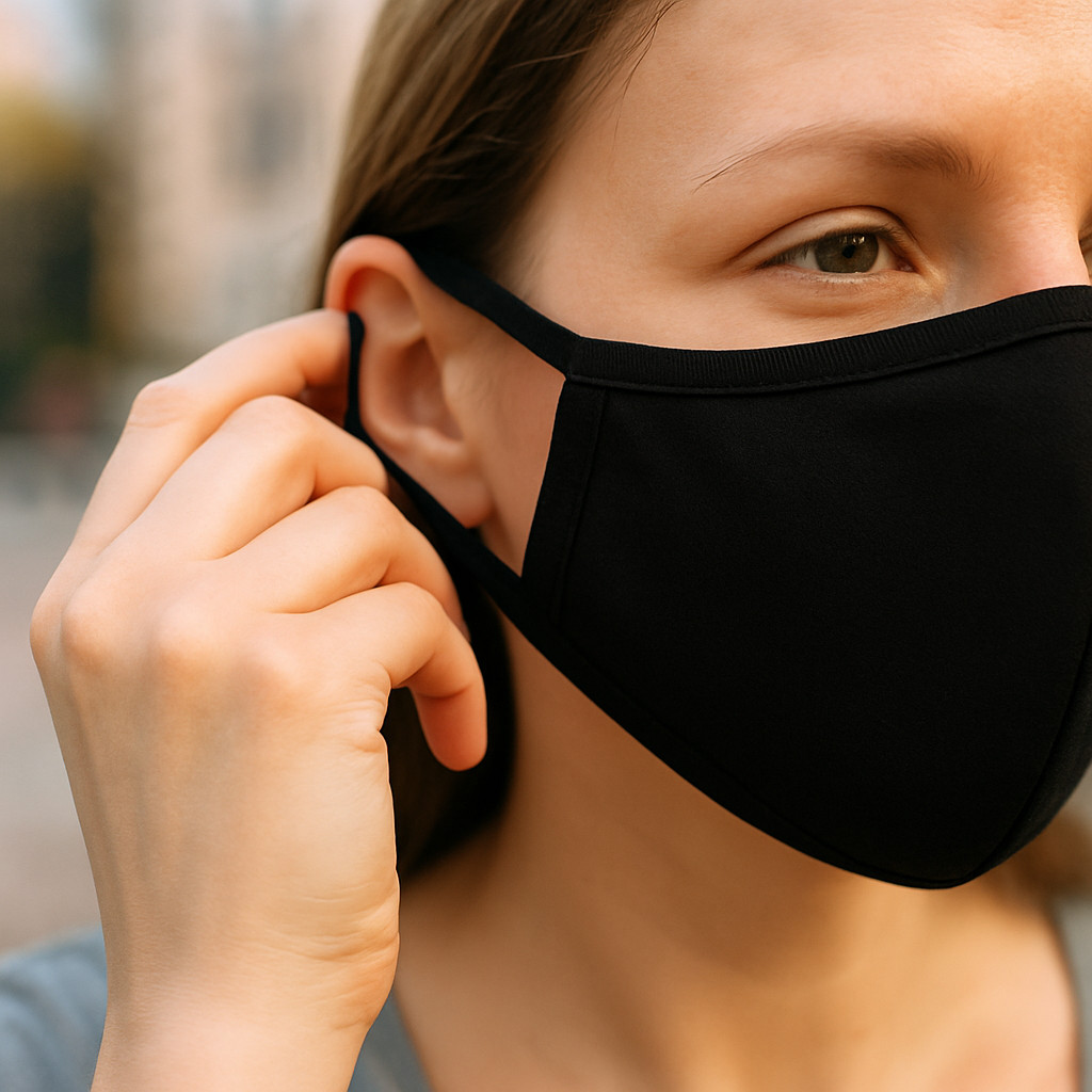 Adiyy 10pcs Black Colour 100% Cotton 2 Ply Unisex Protective Face Mask Washable