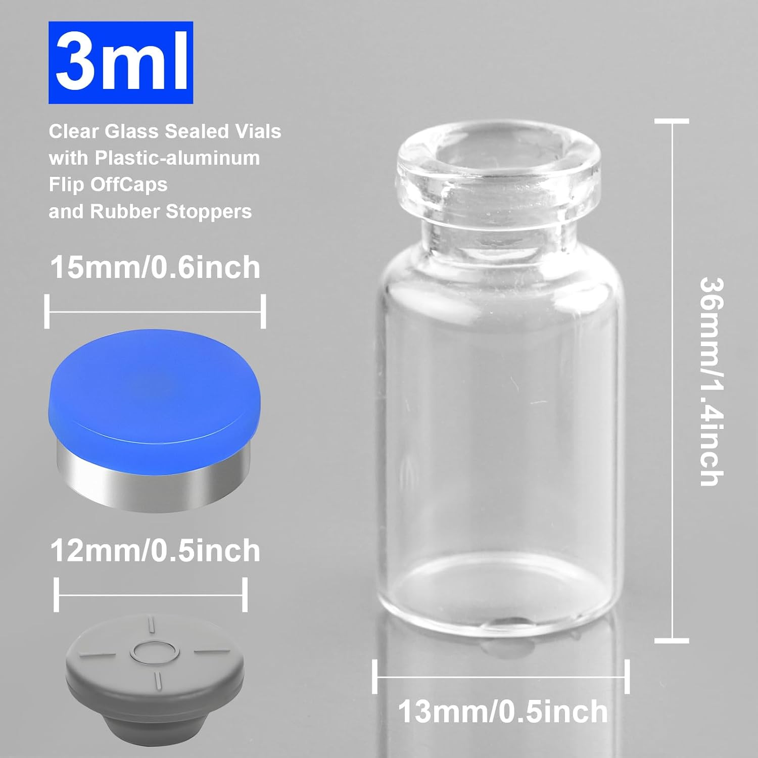 3Ml Sealed Vials with Self Healing Injection Port and Plastic-Aluminum Flip Caps