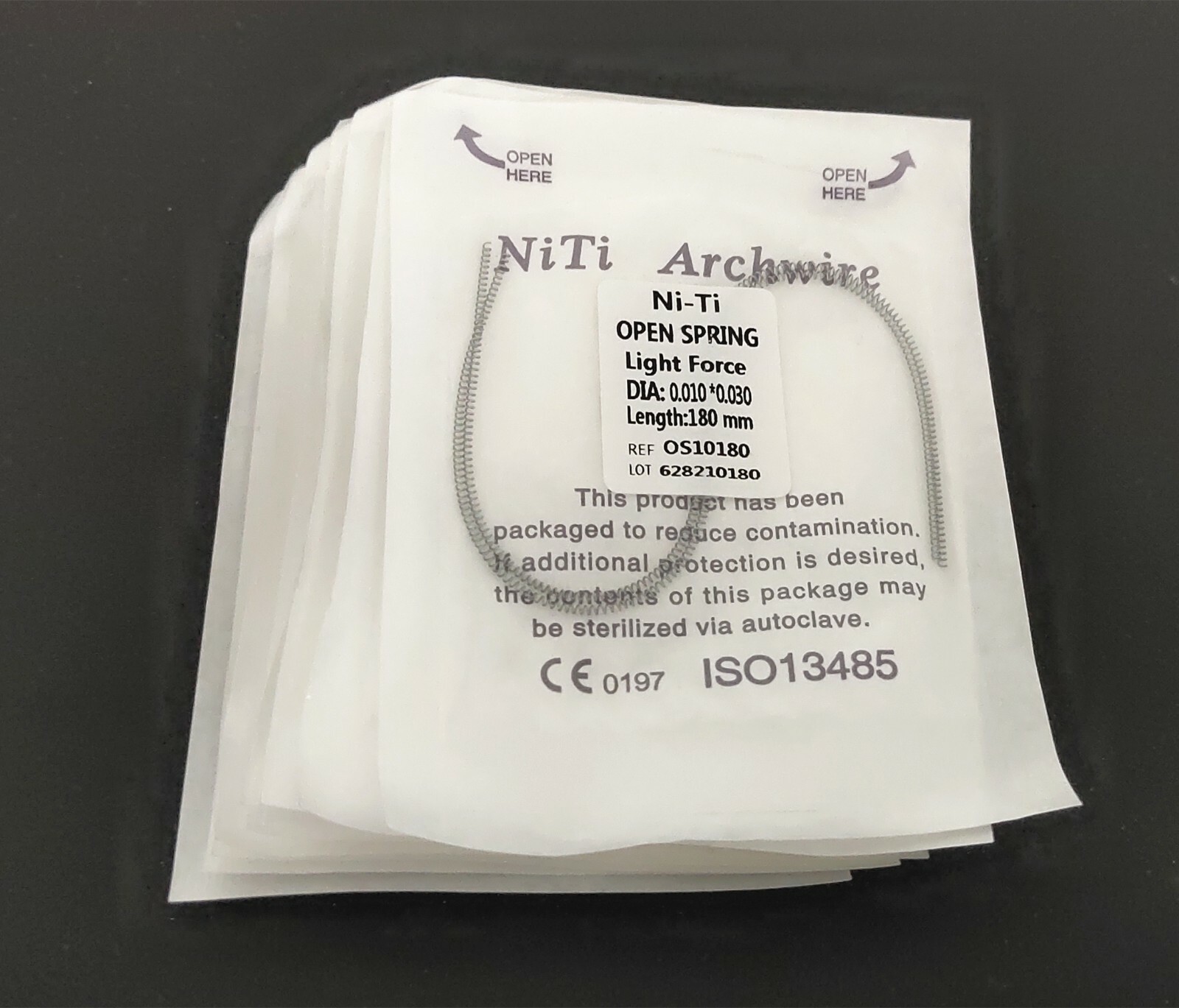 5 Packs 010*180mm Dental Niti Alloy Open Coil Spring Light Force 2pcs/Pack