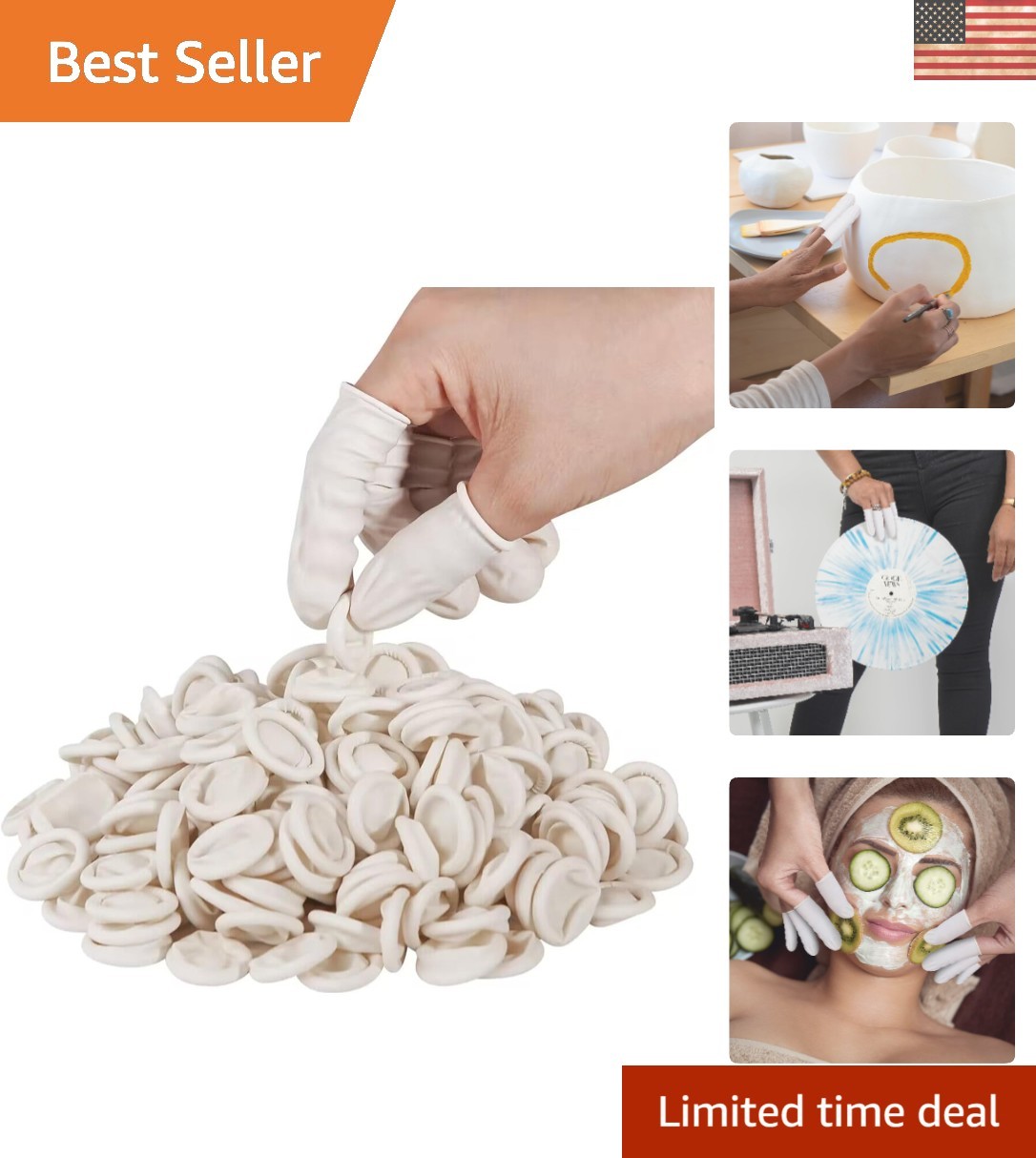 Flexible Medium Finger Cots – 210 PCS Disposable Latex Gloves for Crafts
