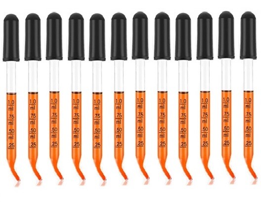 Medicine Art Essential Oils Eye Dropper Graduated 4″ Curved Tip 1ml (12 Pack)