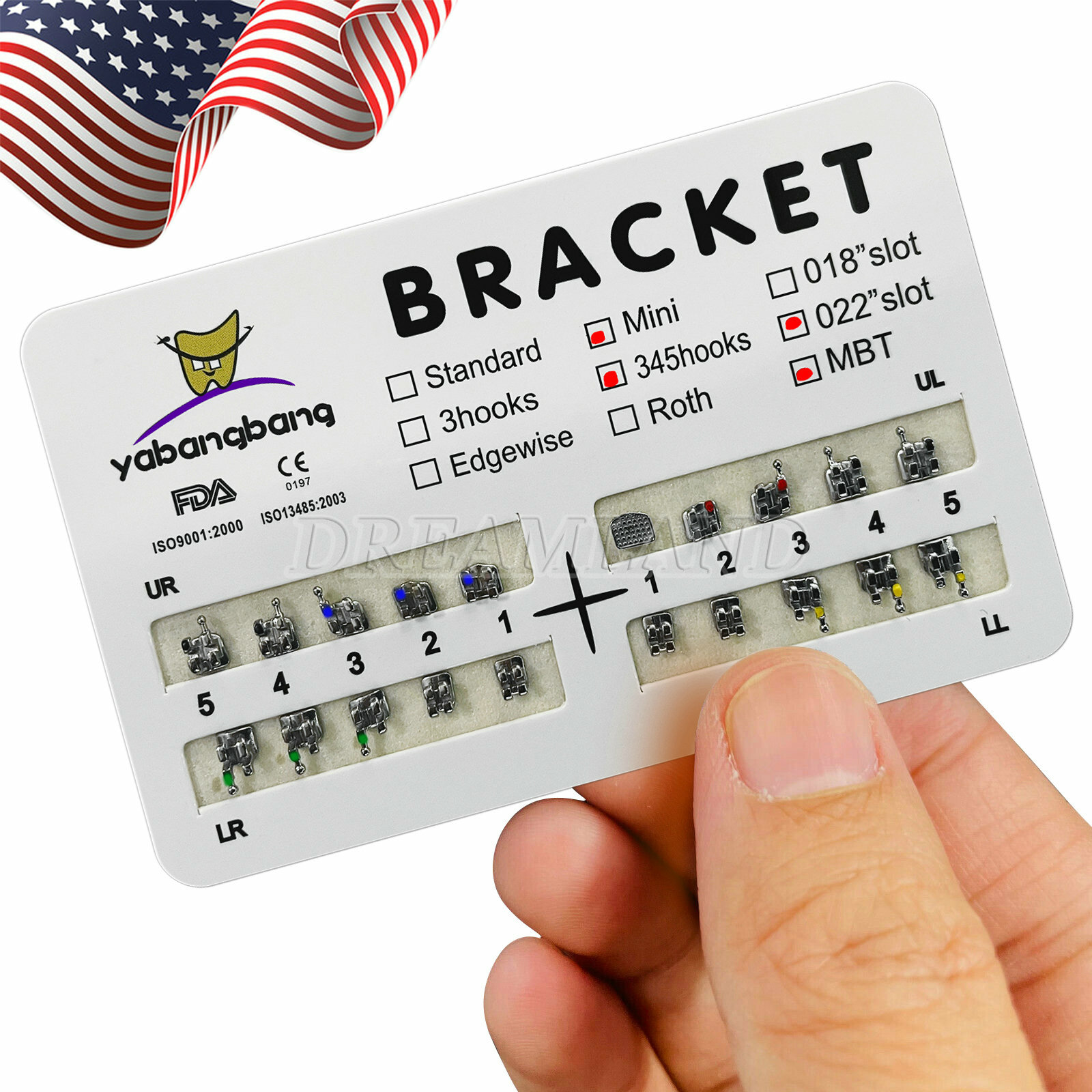 10 Packs Dental Orthodontic Brackets Braces MBT MINI Slot.022 3-4-5 Hooks br-w
