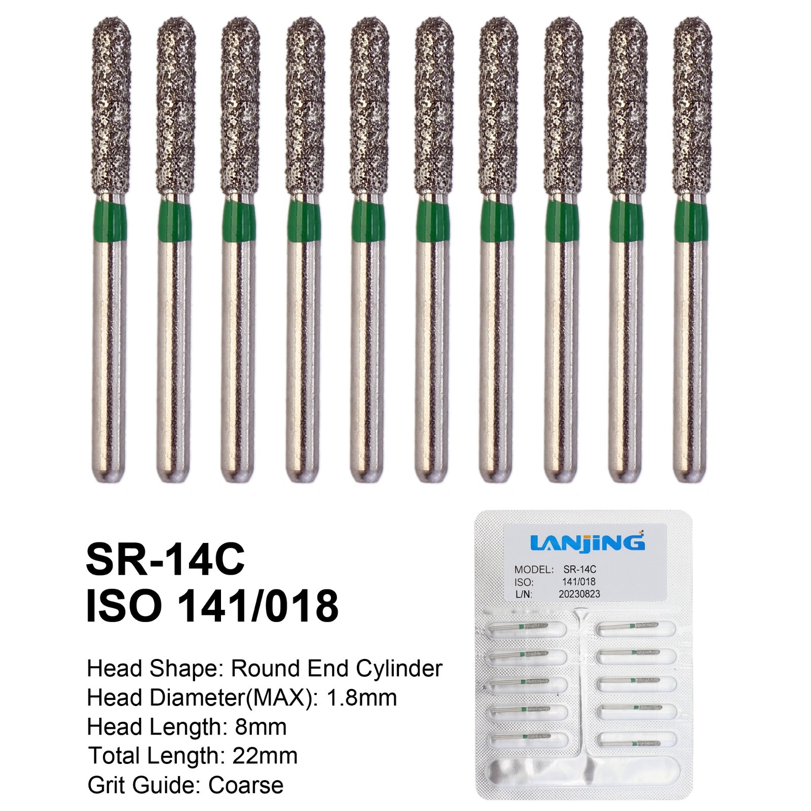 Dental Diamond Bur FG Round End Cylinder SR-13C SR-11SC SR-14C Coarse High Speed