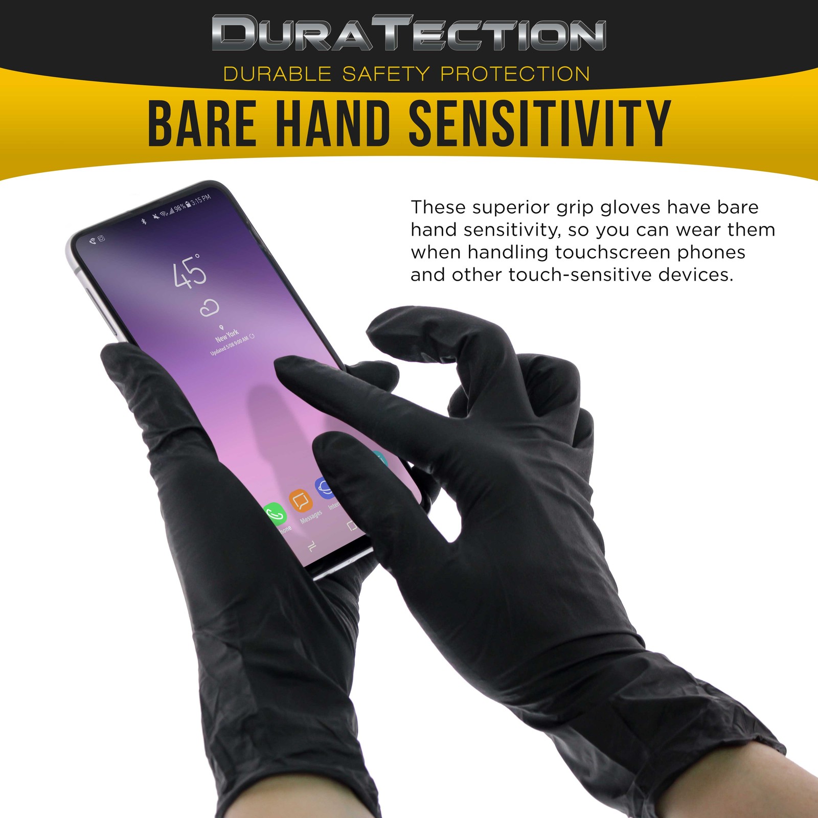 Dura-Gold HD Black Nitrile Disposable Gloves, 3 Boxes of 100, X-Large, 6 Mil