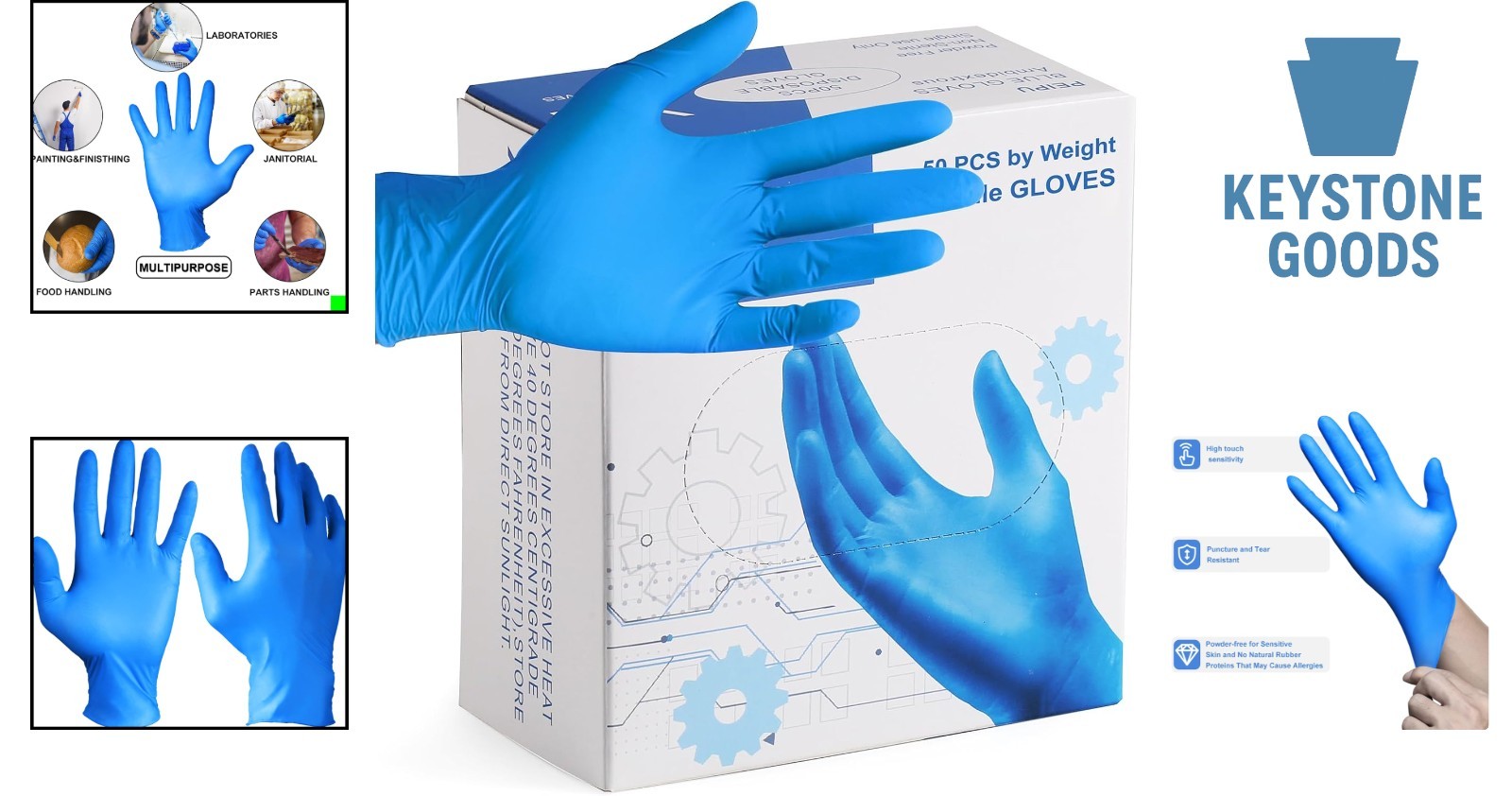 50 Pack Powder-Free Nitrile Disposable Gloves for Cleaning & Healthcare
