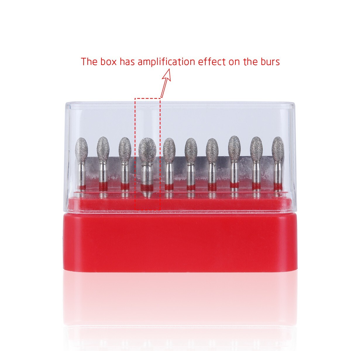 50X AZDENT Dental Diamond Burs FOOTBALL 379-023F FINE RED DEFEND Friction Grip