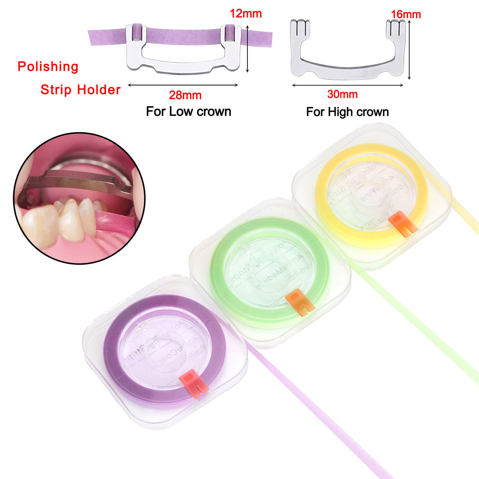 Dental Resin Polishing Strips Interproximal Sanding Finishing Paper Strip Holder