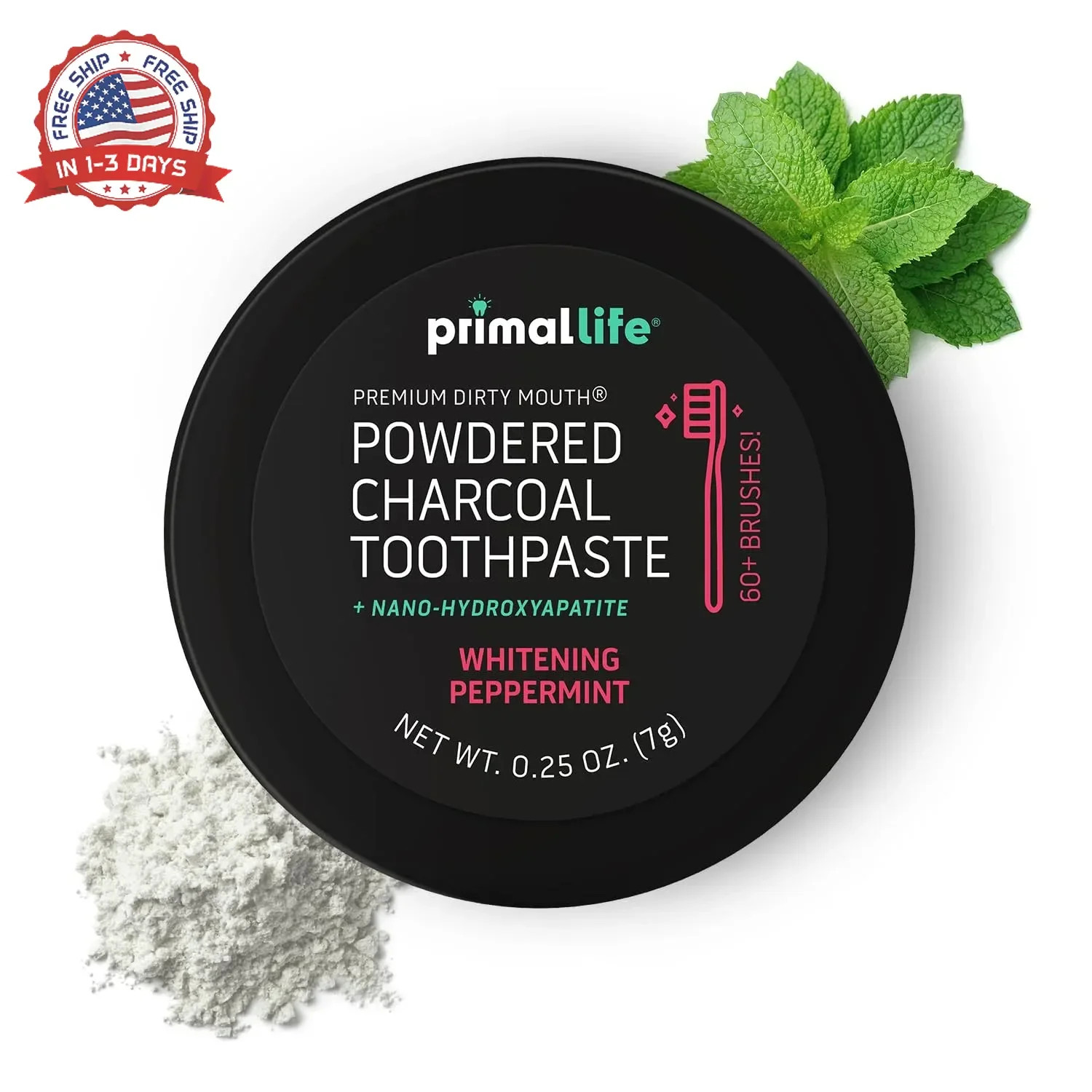 Primal Life Organics -Dirty Mouth Toothpowder, Activated Charcoal Tooth Cleaning