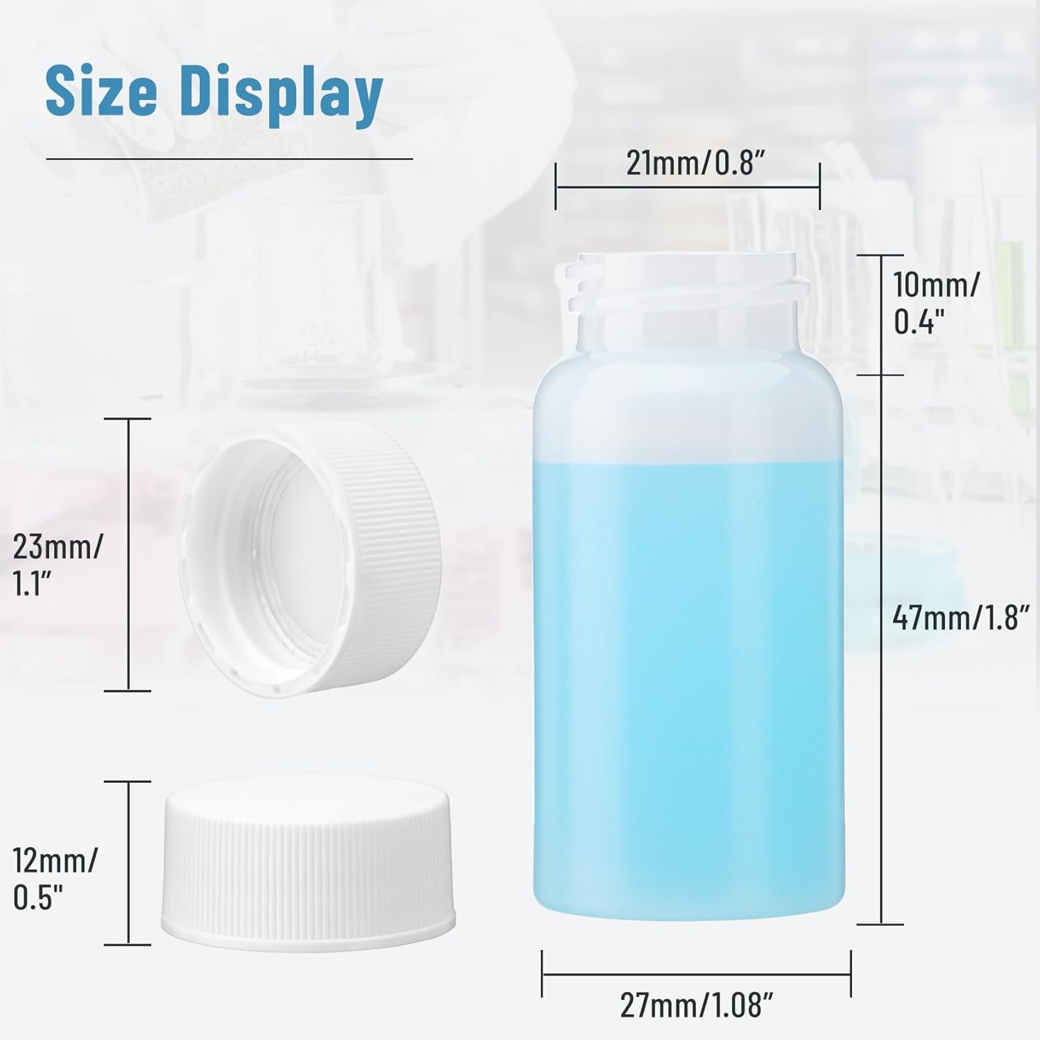 100pcs 20ml Scintillation Vials Plastic HDPE Counting Vials Small Sample Vials