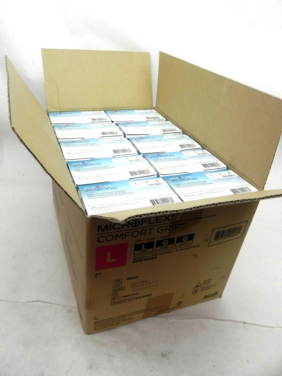 (1000) Microflex CFG900L ComfortGrip Latex Gloves Disposable ExamGrade Large HR