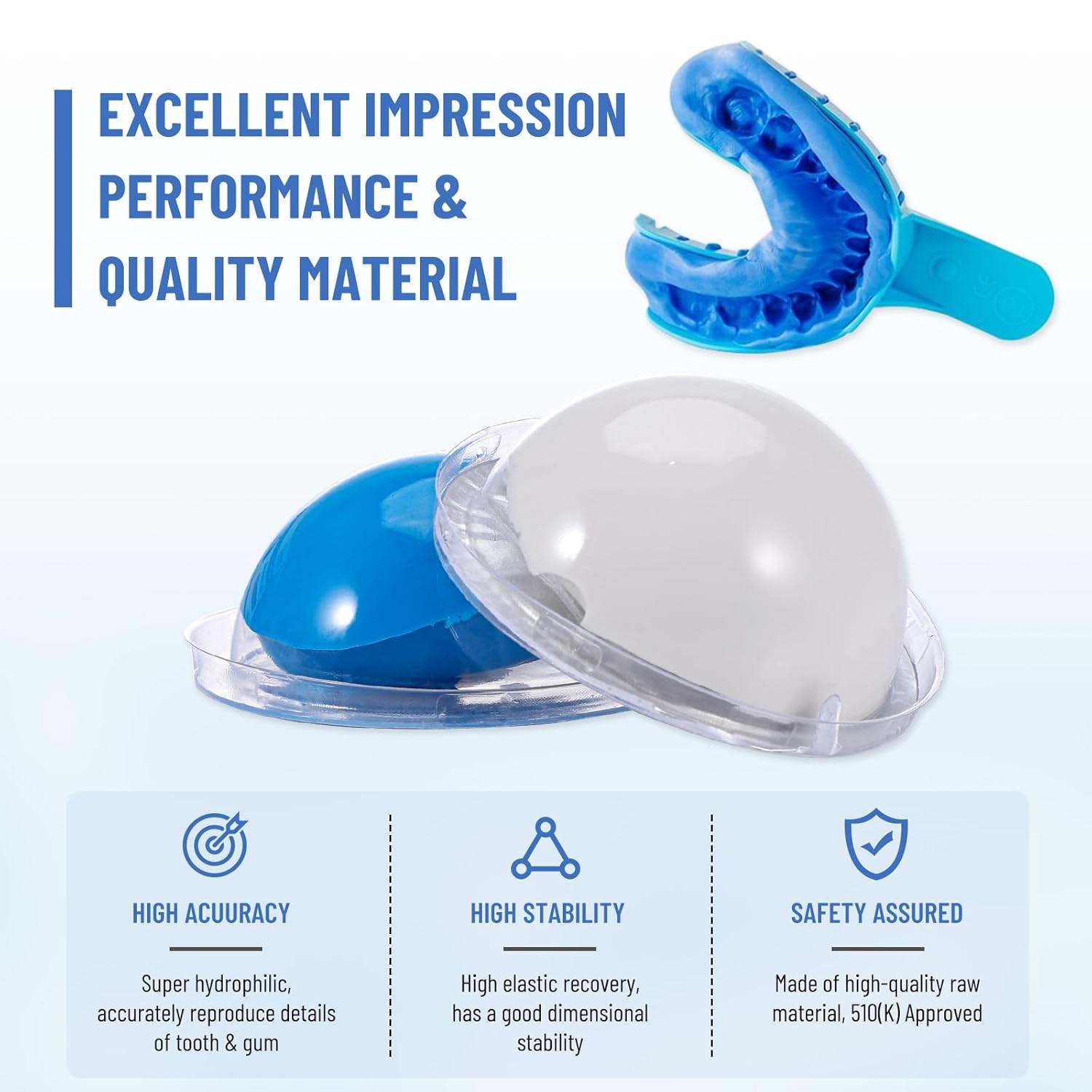 Dental Impression Material Putty Fast Set VPS 400g Base & 400g Catalyst /25g x12