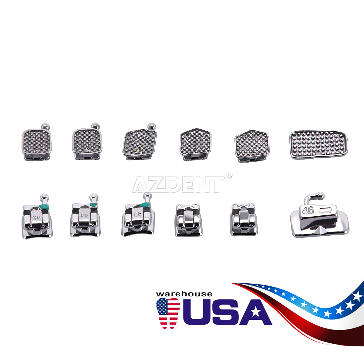 AZDENT Dental Orthodontic Self-Ligating Brackets Braces Roth /MBT .022 Hook 345