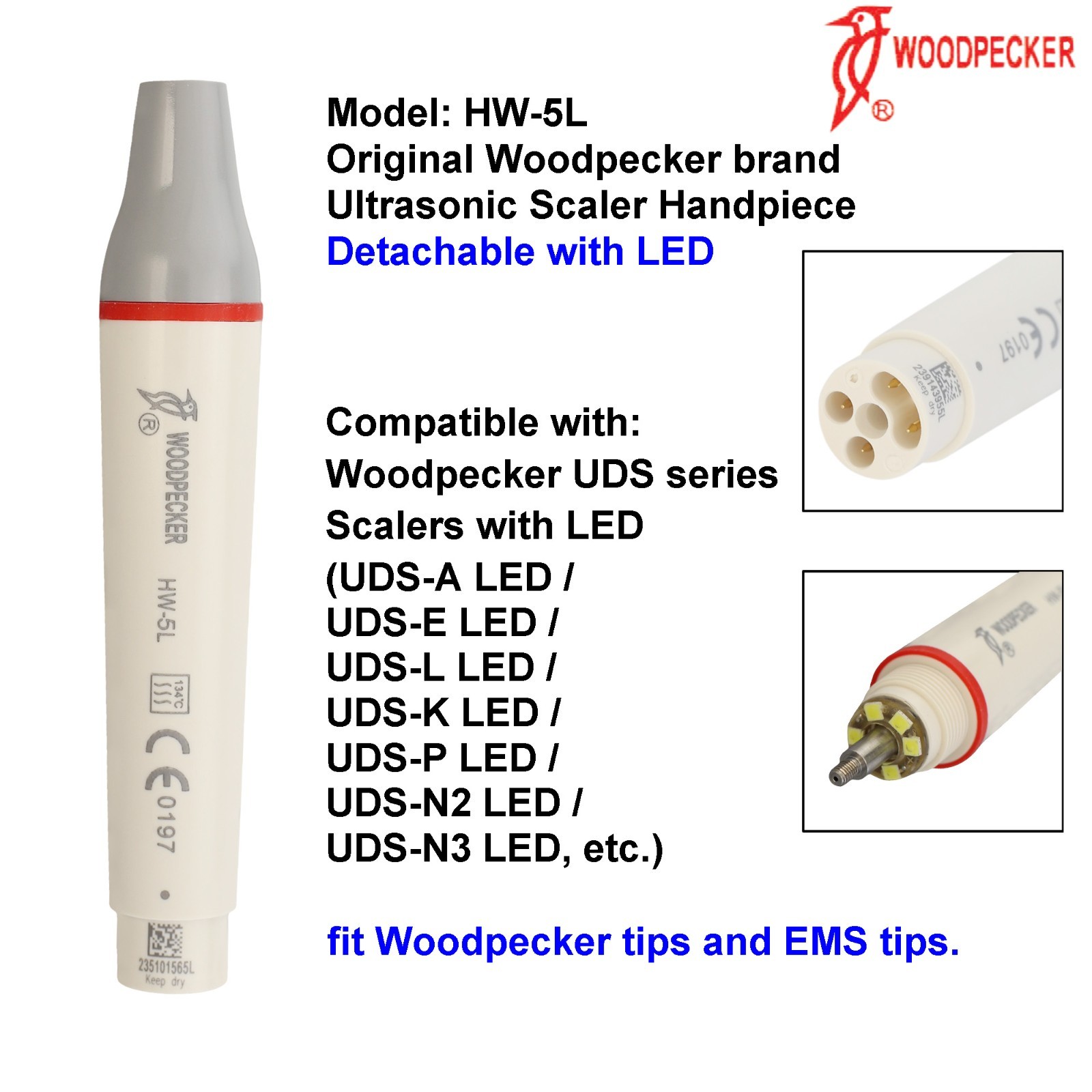 Woodpecker Ultrasonic Scaler N2 V3 LED Handpiece Piezo Tips fit EMS Satelec DTE