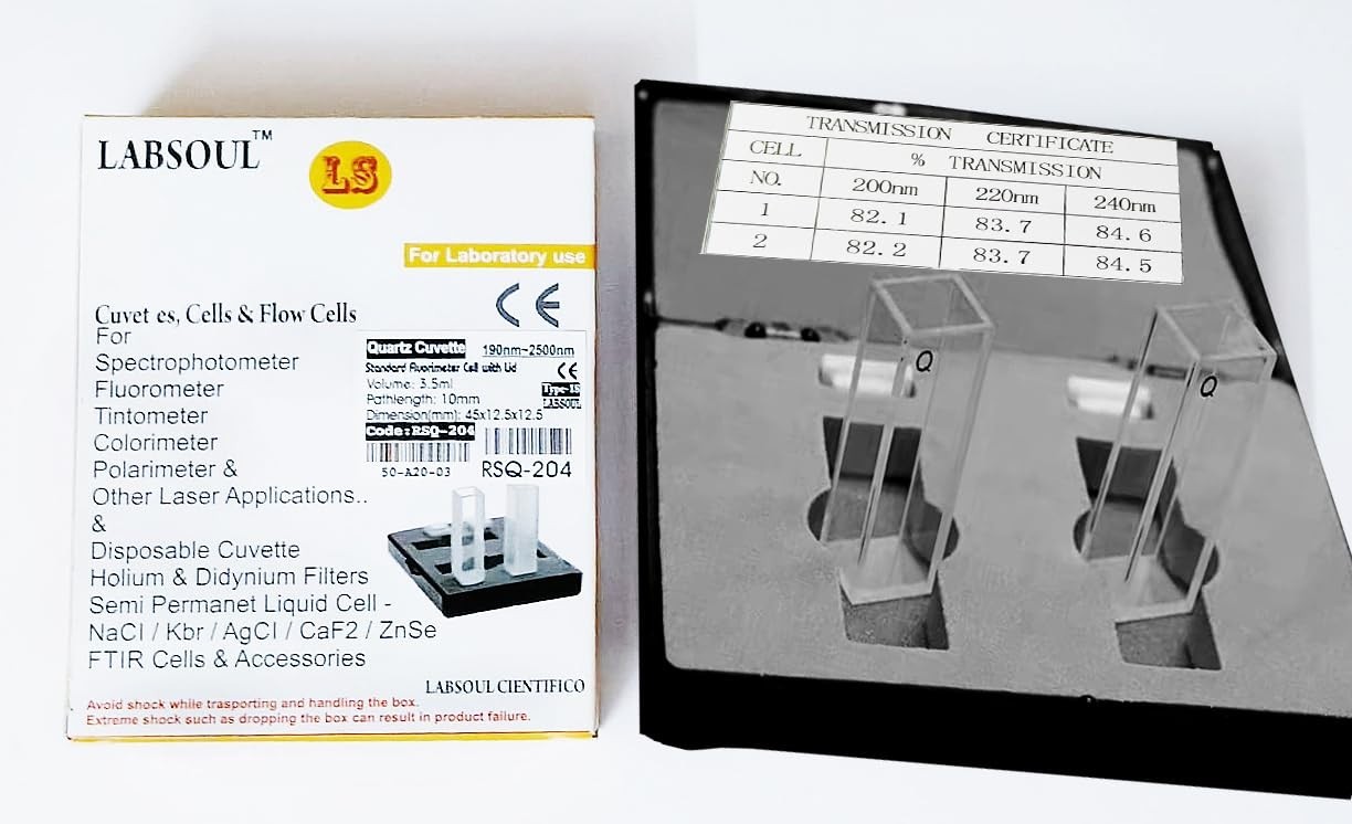 Q-204 Fused Quartz Fluorescence Cuvette With PTFE Lid Vol-3.5ml Path Length:10MM
