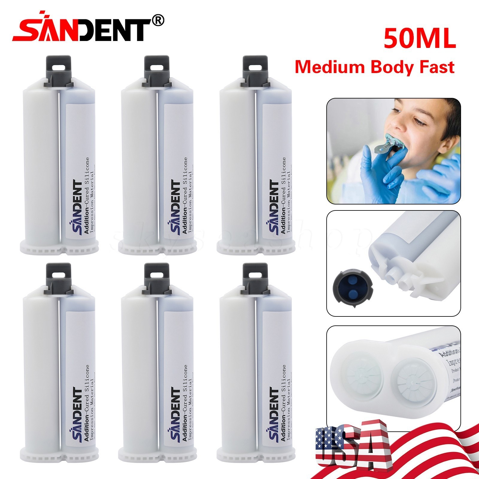 Medium Body Fast Set, Dental Impression Material 50mL Cartridge 1-10X