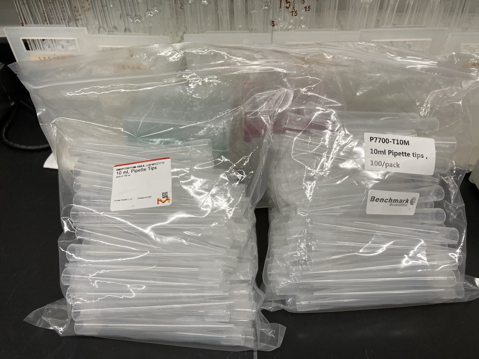 10ml Pipette Tips Benchmark Scientific lot 200 unused P7700-T10M polypropylene