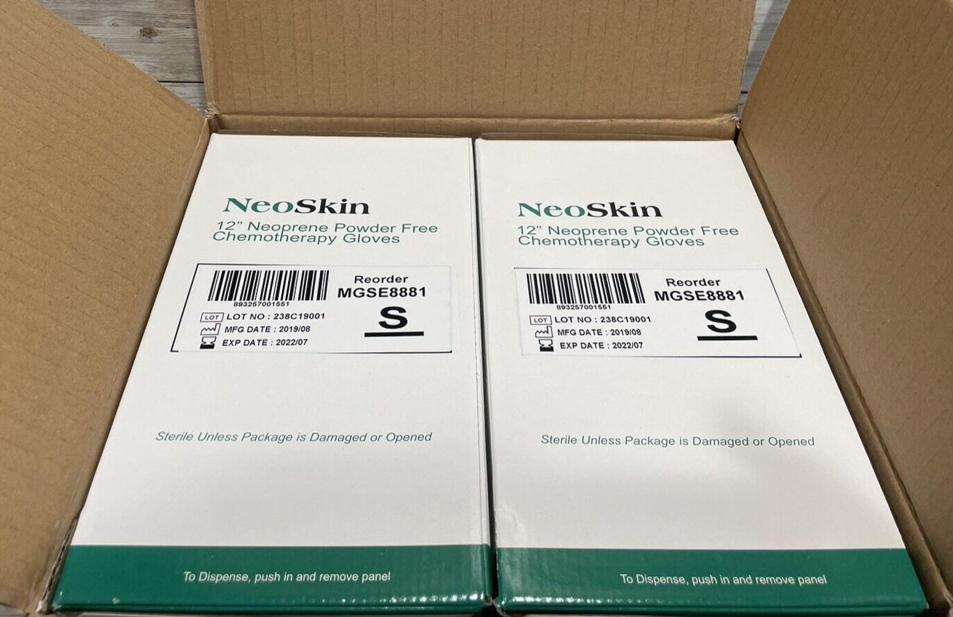 Neo Skin Medical Exam 12″ Neoprene Gloves, Sterile *1 Case 100 Pair* Size: Small