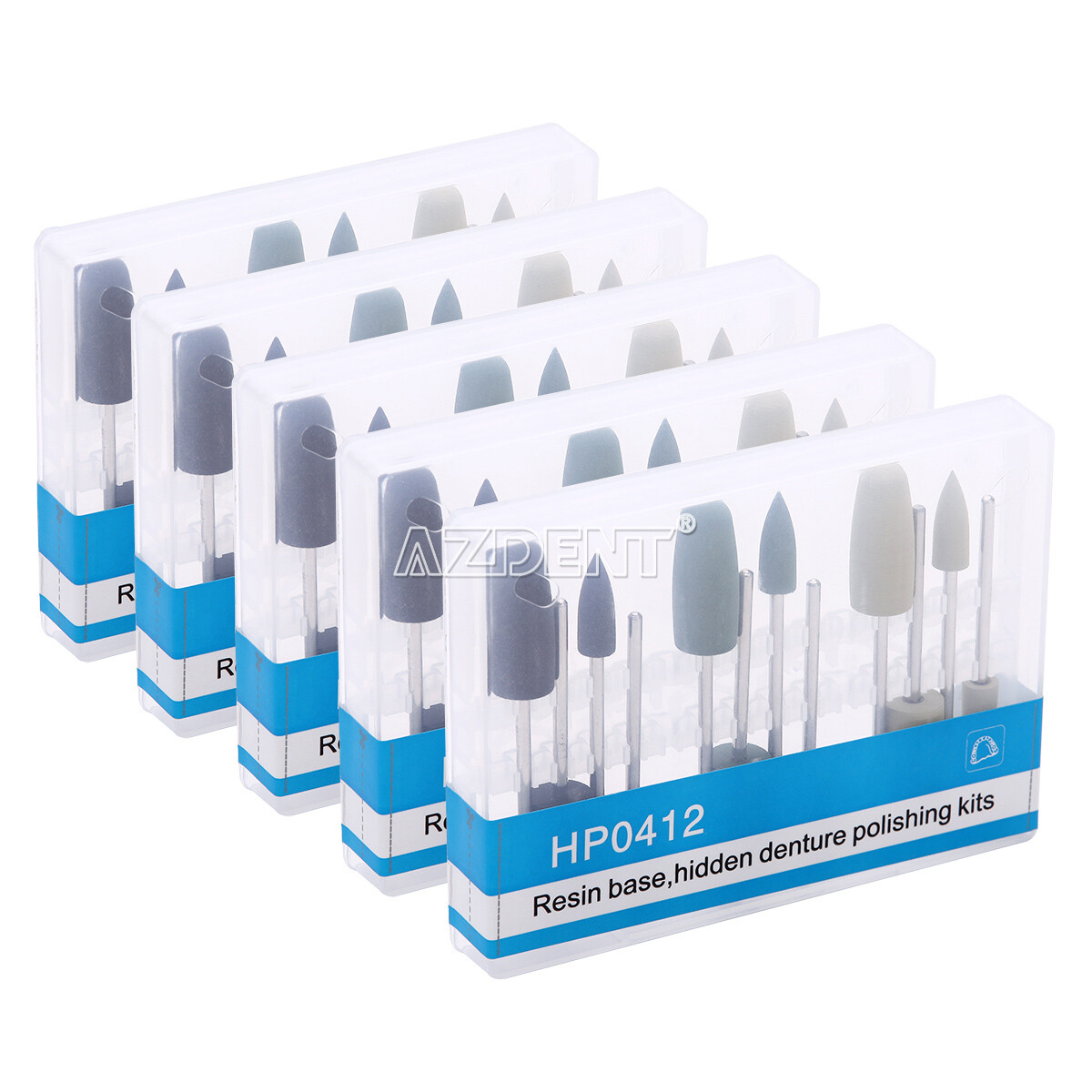 5X Kit de pulido de fresas para dentaduras ocultas de base dental HP0412