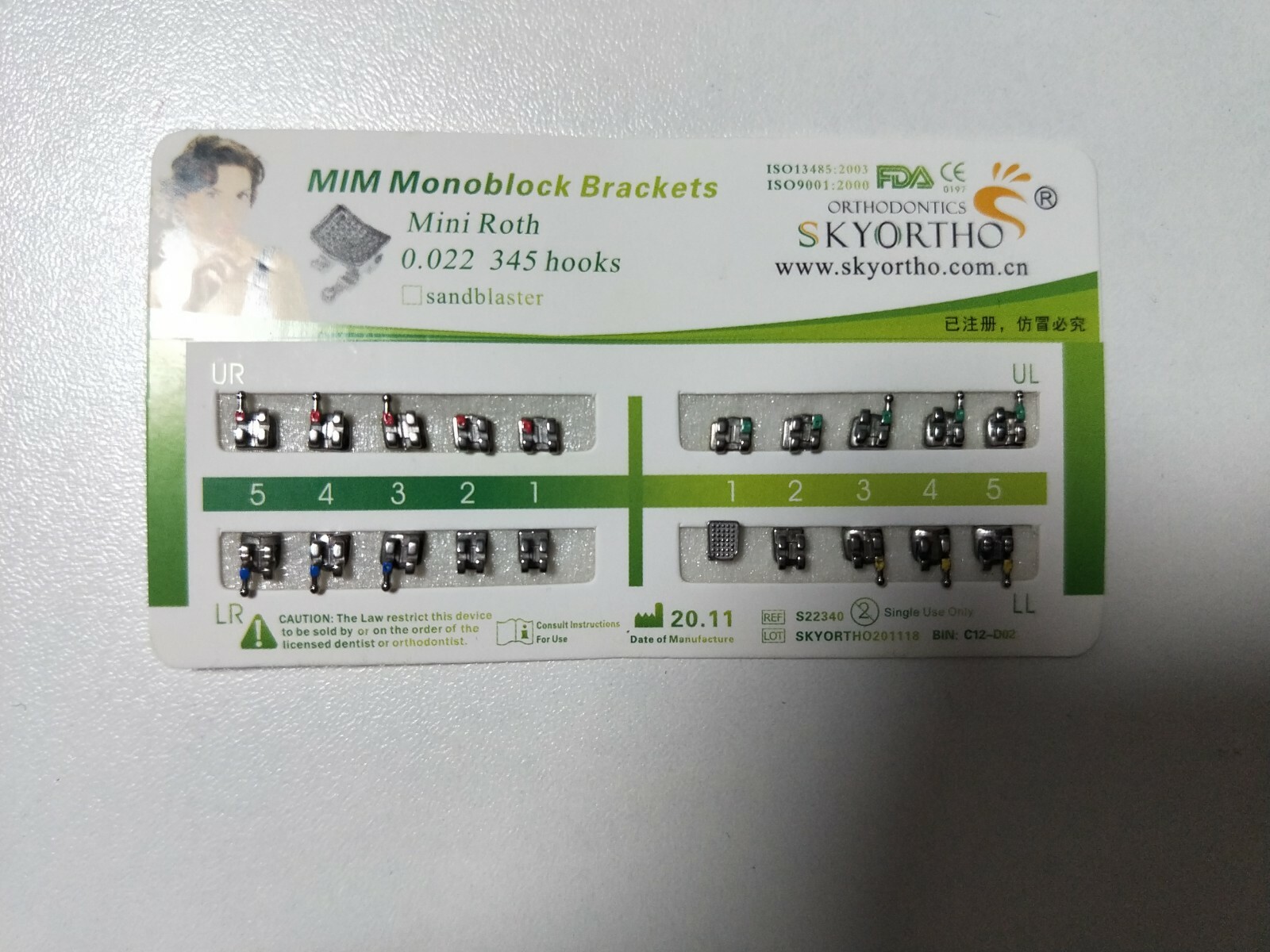 20 Sets Dental Brackets Metal Teeth Braces Mini Roth 022 345 Hooks Monoblock