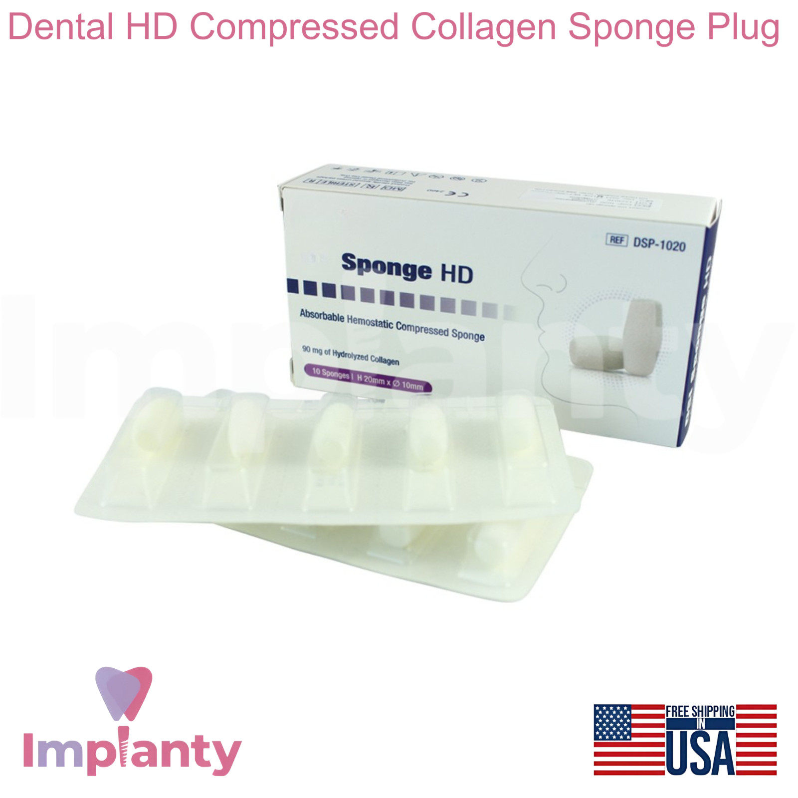 Dental HD Compressed Collagen Sponge Plug 10pcs Ø10.0mm Diameter Highly Purified