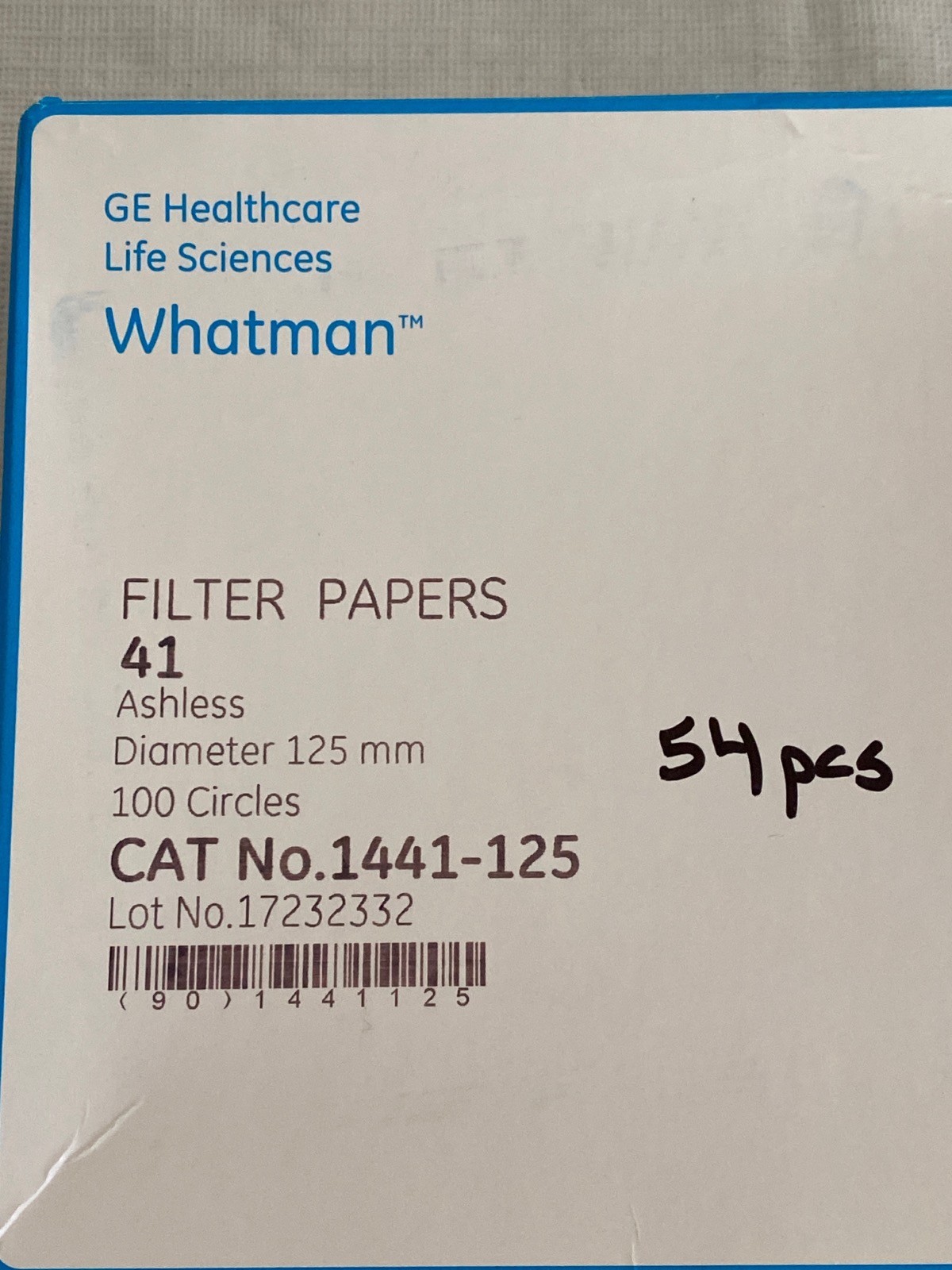 (54) WHATMAN Grade 41 Quantitative Ashless Filter Paper 125mm Circle 1441-125