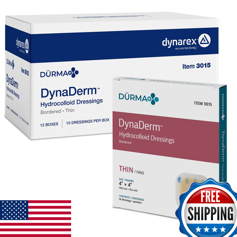 Dynarex Drma Dynaderm Hydrocolloid Dressing – Sterile Bordered Wound Patch –