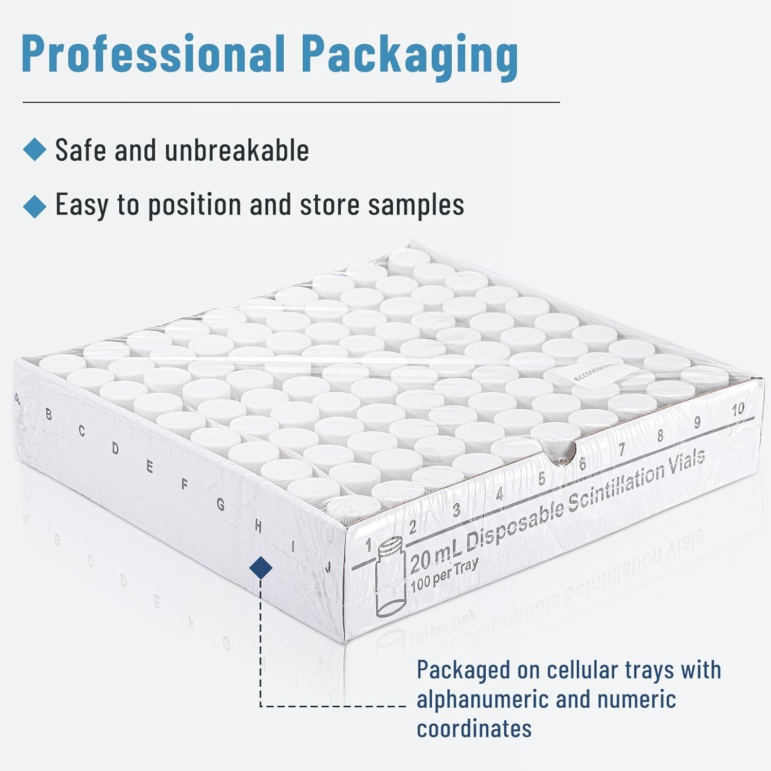 20mL Scintillation Vial HDPE Scintillation Vials w/22-400 White Screw Cap 100Pcs