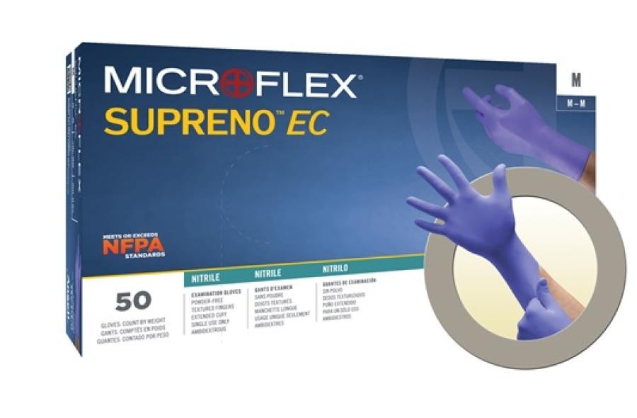Ansell Supreno EC Nitrile Extended Cuff Length Exam Glove Extra Large Blue, 50