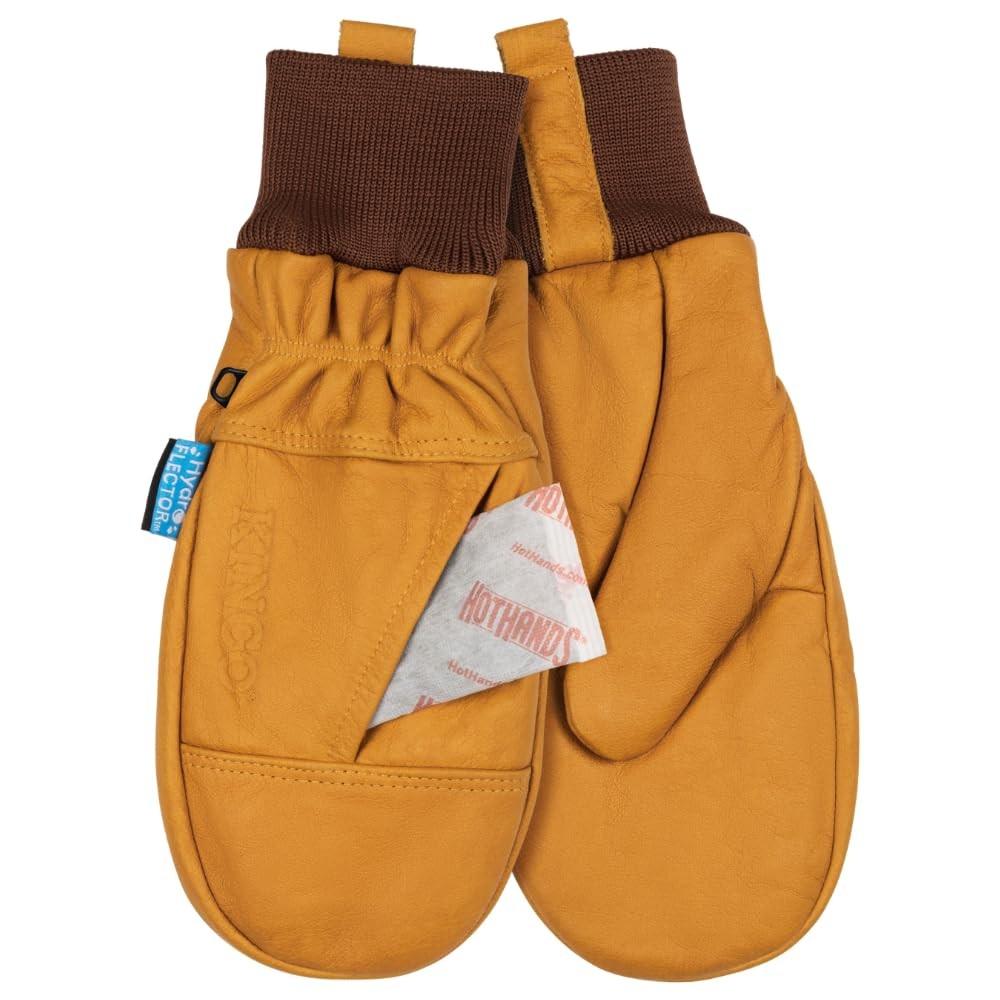 Kinco Hydroflector Lined Water-Resistant Premium Grain Buffalo Mitt Heat Pack