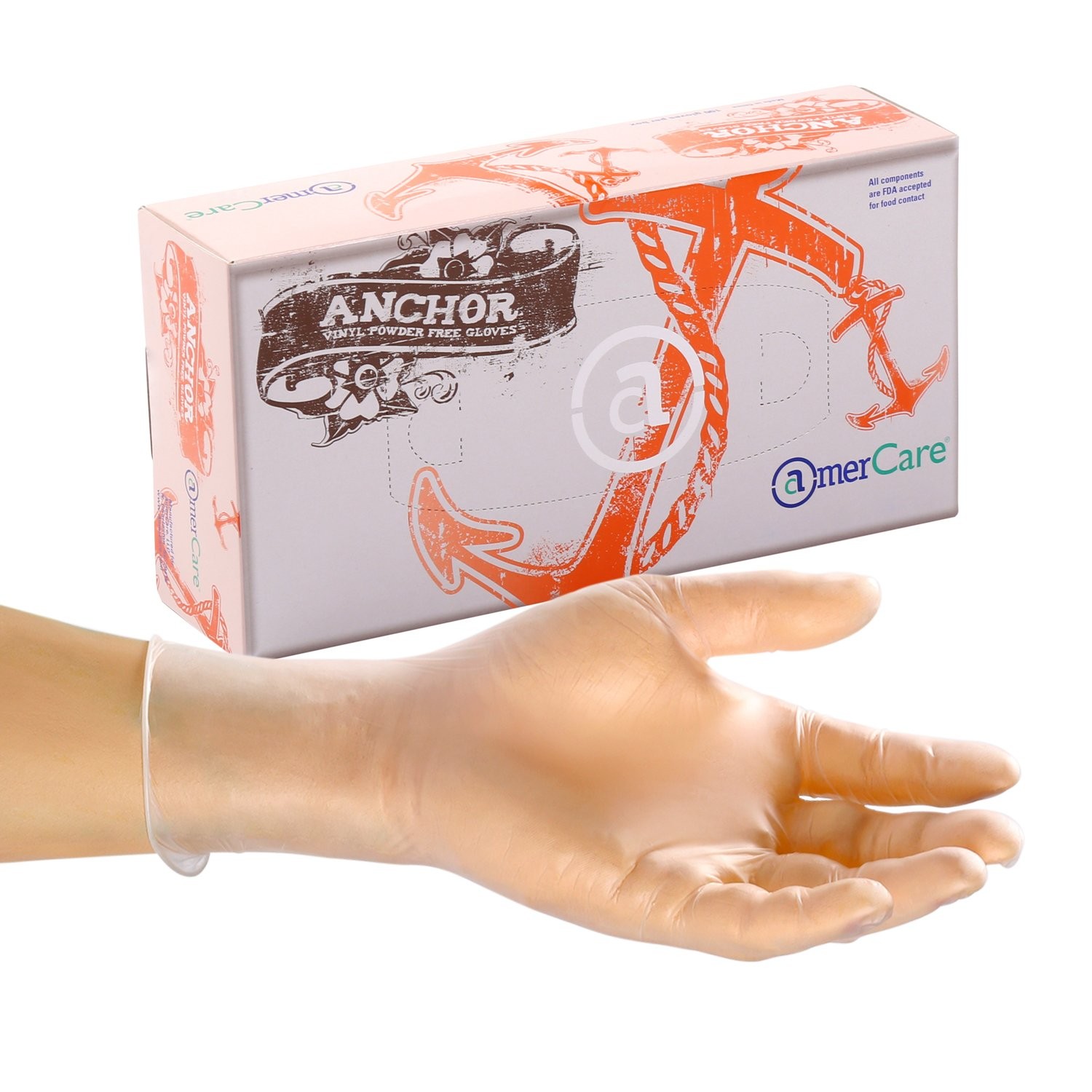 22993-C Anchor Powder Free Vinyl Gloves, Large (Pack of 1000)