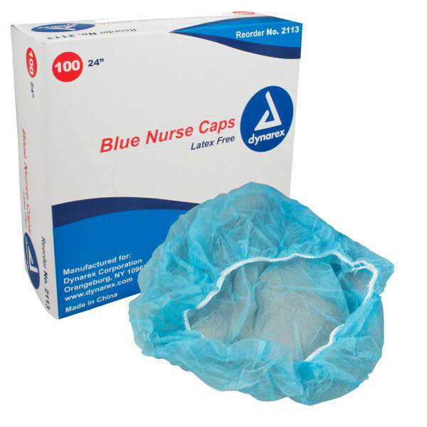 Dynarex O.R. Nurse Cap Blue 24″ 100 Caps/Box