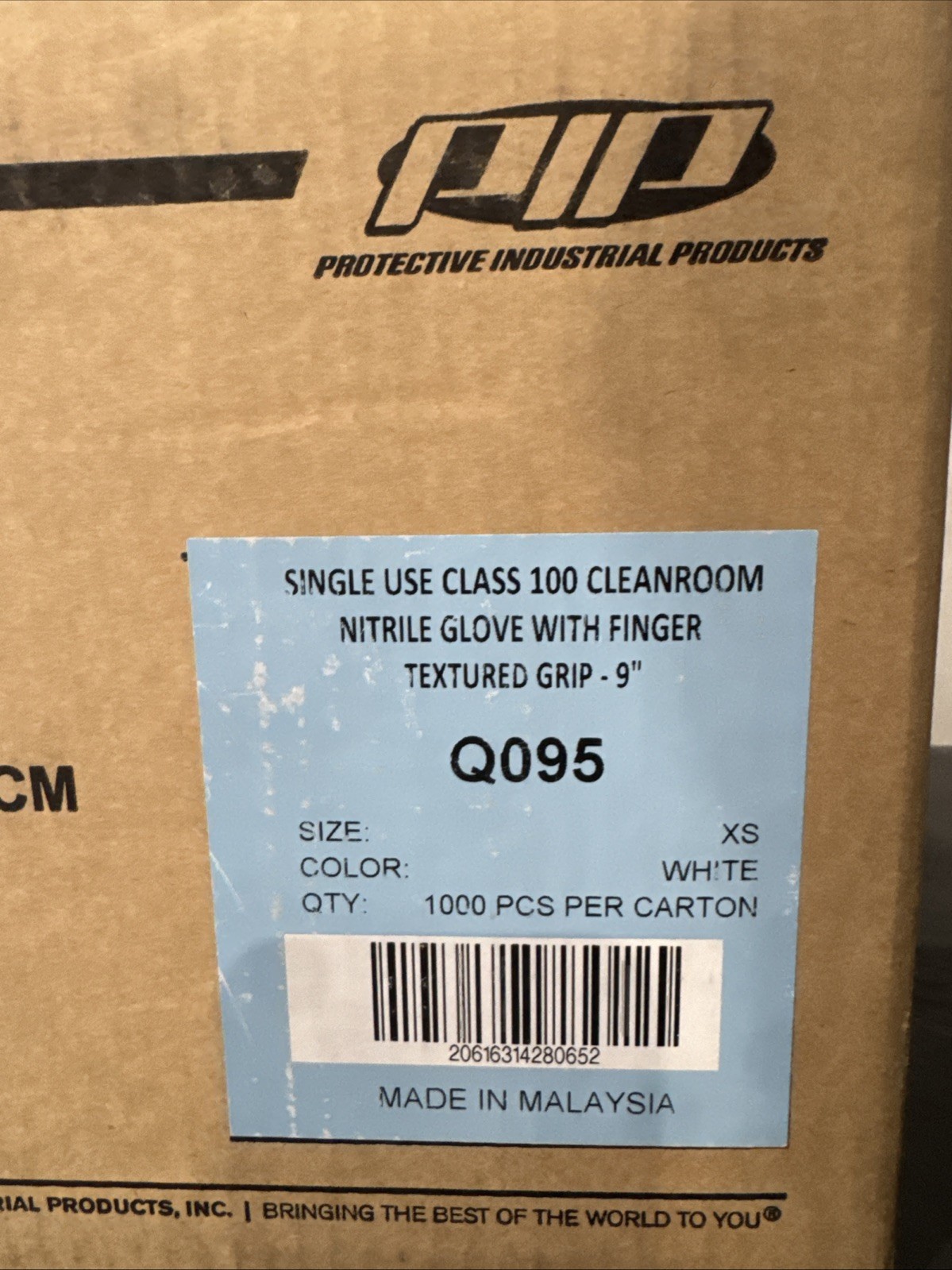 Q095-XS Cleanroom Class 100 Textured Nitrile Single Use White Gloves