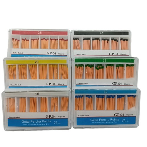 Dental Endodontic GUTTA PERCHA POINTS Taper 0.4 All Sizes 60 Points/box